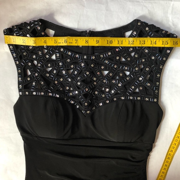 Cache Women’s Midi Black Ruched Bottom Bodycon Evening Cocktail Dress - Picture 9 of 16